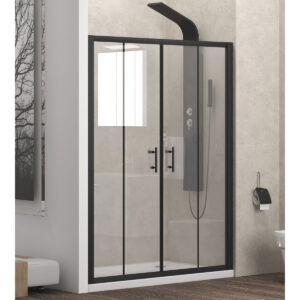 Καμπίνα από τοίχο σε τοίχο με διάφανο κρύσταλλο FLORA 600 Black KARAG 210x190cm (FLO600210NE)