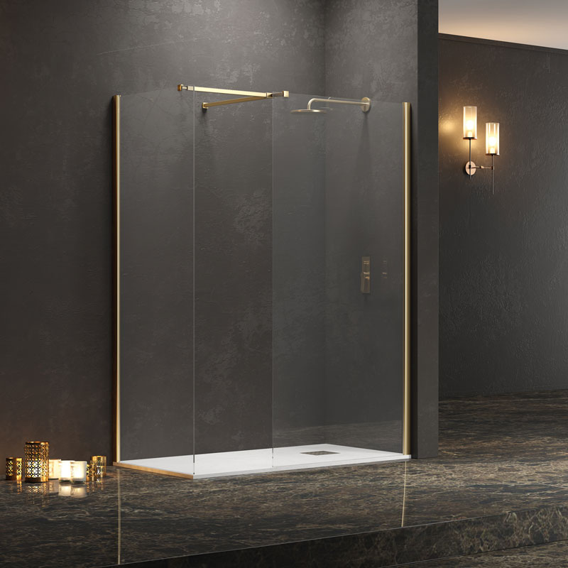 Σταθερά διαχωριστικά ντουζιέρας με διάφανο κρύσταλλο WALKIN 2 Gold KARAG 120x200cm (WAL2O120)