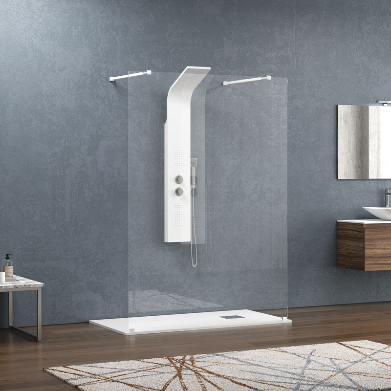 Σταθερό διαχωριστικό ντουζιέρας με διάφανο κρύσταλλο WALKIN 3 White KARAG 118x200cm (WAL3B118)