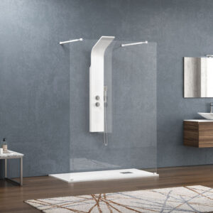 Σταθερό διαχωριστικό ντουζιέρας με διάφανο κρύσταλλο WALKIN 3 White KARAG 138x200cm (WAL3B138)