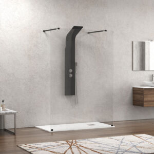 Σταθερό διαχωριστικό ντουζιέρας με διάφανο κρύσταλλο WALKIN 3 Black KARAG 118x200cm (WAL3N118)