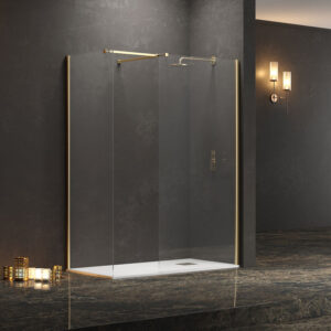 Σταθερά διαχωριστικά ντουζιέρας με διάφανο κρύσταλλο WALKIN 2 Gold KARAG 150x200cm (WAL2O150)