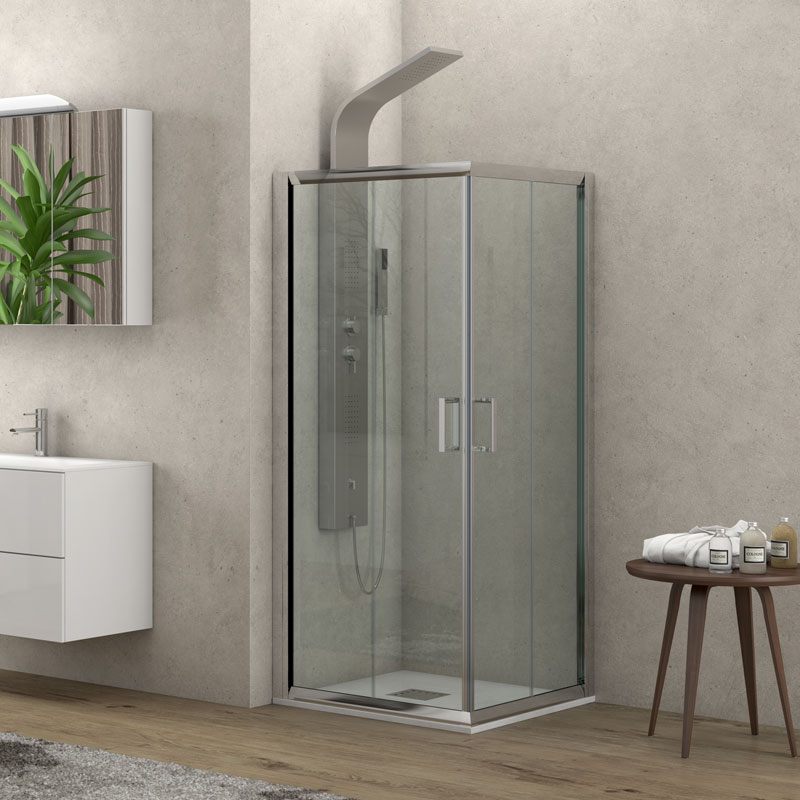 Καμπίνα τετράγωνη με διάφανο κρύσταλλο NEW FLORA 100 Cromo KARAG 80x80x180cm (NFL1008080180)