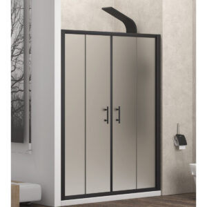 Καμπίνα από τοίχο σε τοίχο με σατινέ κρύσταλλο FLORA 600 Black KARAG 150x190cm (FLO600150SNE)