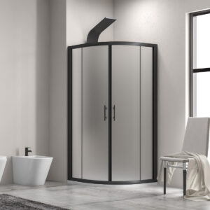 Καμπίνα ημικυκλική με σατινέ κρύσταλλο FLORA 200 Black KARAG 90x90x190cm (FLONE20090S)