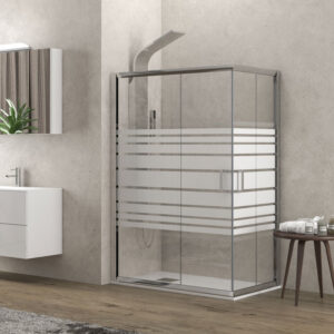 Καμπίνα ορθογώνια με σεριγραφάτο κρύσταλλο NEW FLORA 100 Cromo KARAG 70x120x180cm (NFLS10070120180)