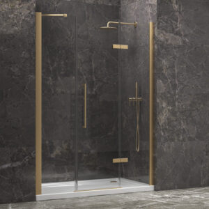 Καμπίνα από τοίχο σε τοίχο με διάφανο κρύσταλλο TINOS 600 Gold KARAG 150x200cm (σταθερό 26cm) (TINO600150514)
