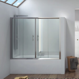 Καμπίνα μπανιέρας από τοίχο σε τοίχο με διάφανο κρύσταλλο FLORA 300 KARAG 190x148cm (FL300190)