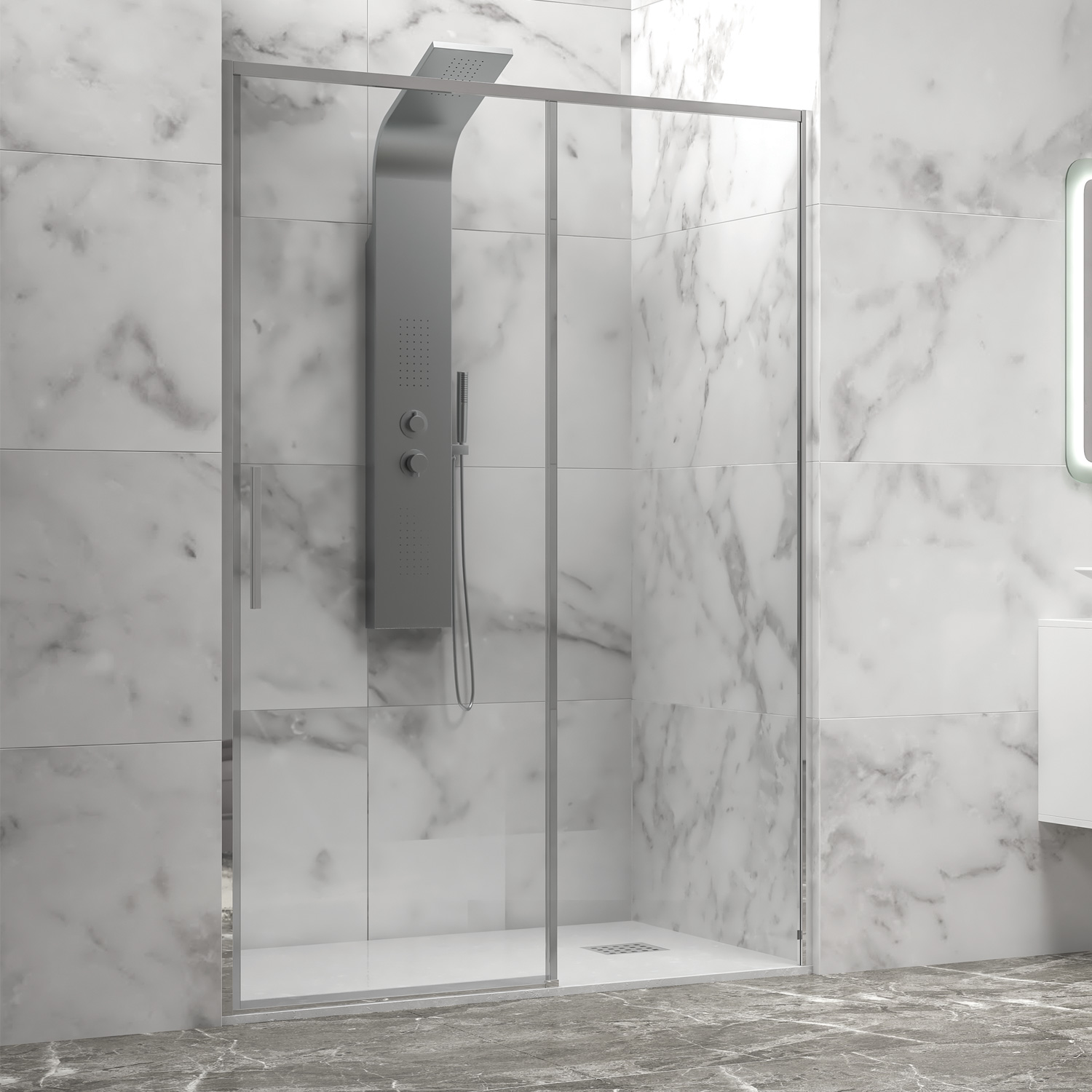 Καμπίνα από τοίχο σε τοίχο με διάφανο κρύσταλλο LEA 400 Cromo KARAG 120x200cm (LEA400-120C)