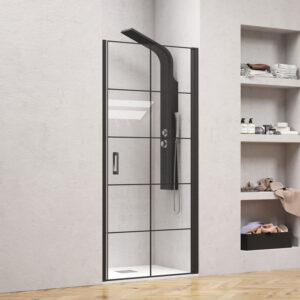 Καμπίνα από τοίχο σε τοίχο με frame κρύσταλλο NERO PIVOT PORTA Black KARAG (NPPS)