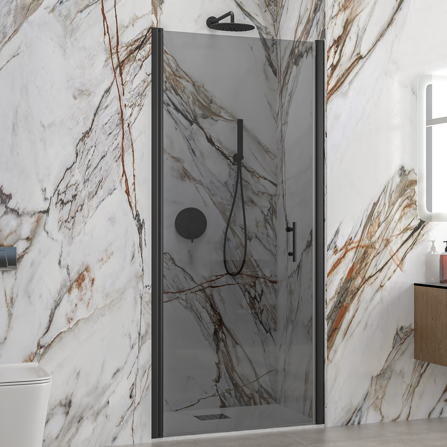 Καμπίνα από τοίχο σε τοίχο με fume κρύσταλλο S 28 ALTO PORTA Black KARAG 95x200cm (S28P95-NF)