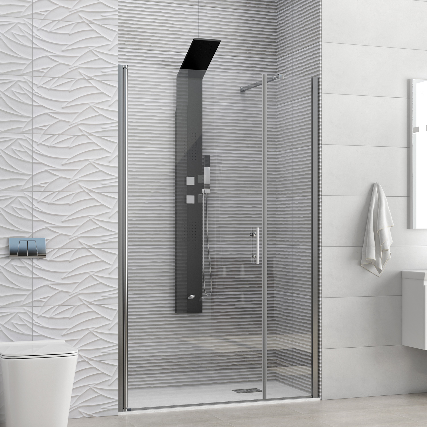 Καμπίνα από τοίχο σε τοίχο με διάφανο κρύσταλλο S 5 ALTO Cromo KARAG 170x200cm (σταθερό 90cm) (S5H17090)