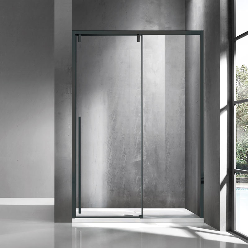 Καμπίνα από τοίχο σε τοίχο με διάφανο κρύσταλλο SANTORINI 400 Black KARAG 150x200cm (SANN400150)