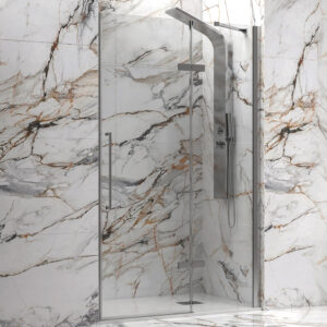 Καμπίνα από τοίχο σε τοίχο με διάφανο κρύσταλλο TINOS 400 Brushed Inox KARAG 70x200cm (TINBR40070)