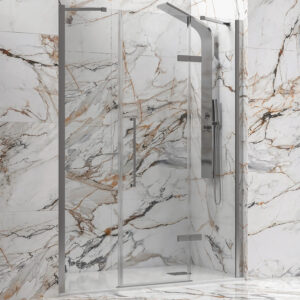 Καμπίνα από τοίχο σε τοίχο με διάφανο κρύσταλλο TINOS 600 Brushed Inox KARAG 150x200cm (σταθερό 36cm (TINBR600150414)