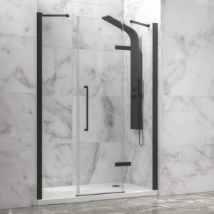 Καμπίνα από τοίχο σε τοίχο με διάφανο κρύσταλλο TINOS 600 Black KARAG 140x200cm (σταθερό 36cm) (TINN600140314)