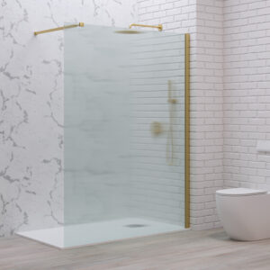 Σταθερό διαχωριστικό ντουζιέρας με flute κρύσταλλο WALKIN 1 Gold KARAG 100x200cm (WAL1-100OFL)