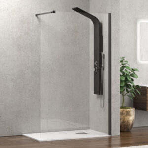 Σταθερό διαχωριστικό ντουζιέρας με διάφανο κρύσταλλο WALKIN 1 Gun Metal KARAG 170x200cm (WAL1-170GC)