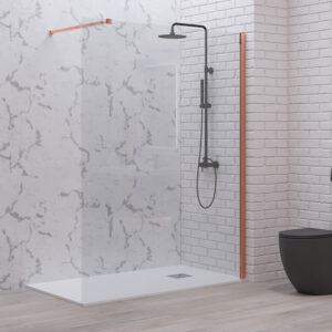 Σταθερό διαχωριστικό ντουζιέρας με διάφανο κρύσταλλο WALKIN 1 Rose Gold KARAG 170x200cm (WAL1-170RC)