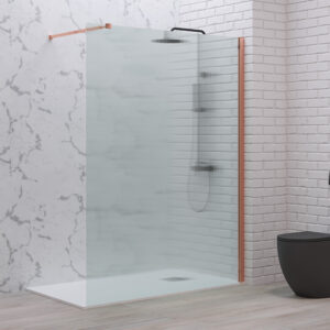 Σταθερό διαχωριστικό ντουζιέρας με flute κρύσταλλο WALKIN 1 Rose Gold KARAG 90x200cm (WAL1-90RFL)