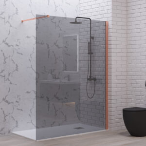 Σταθερό διαχωριστικό ντουζιέρας με fume κρύσταλλο WALKIN 1 Rose Gold KARAG 90x200cm (WAL1-90RF)