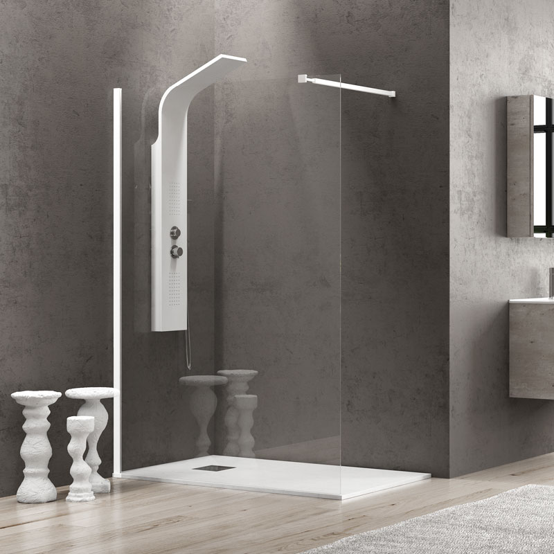 Σταθερό διαχωριστικό ντουζιέρας με διάφανο κρύσταλλο WALKIN 1 White KARAG 120x200cm (WAL1B120)