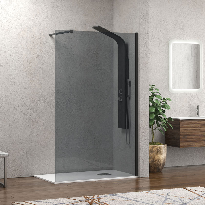 Σταθερό διαχωριστικό ντουζιέρας με fume κρύσταλλο WALKIN 1 Black KARAG 100x200cm (WAL1NF100)