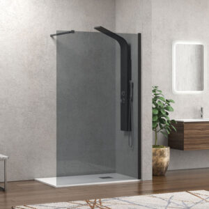 Σταθερό διαχωριστικό ντουζιέρας με fume κρύσταλλο WALKIN 1 Black KARAG (WAL1NF)