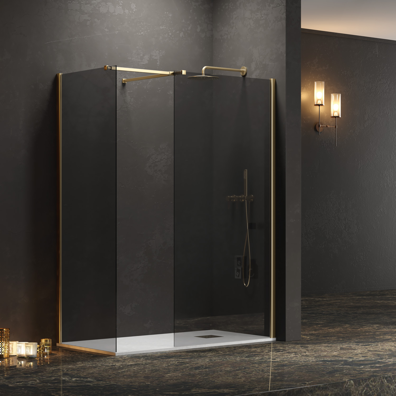 Σταθερά διαχωριστικά ντουζιέρας με fume κρύσταλλο WALKIN 2 Gold KARAG 100x200cm (WAL2-100OF)