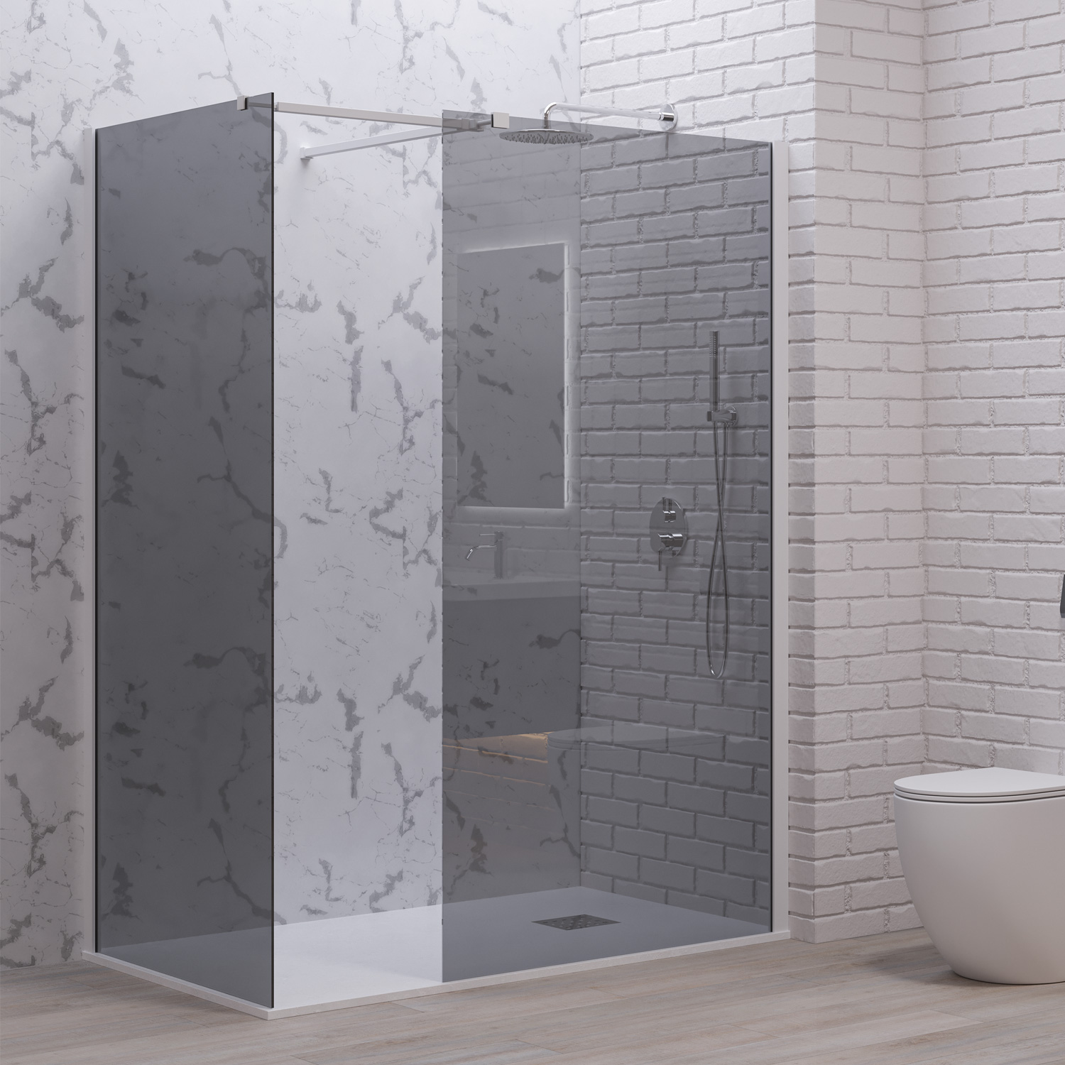 Σταθερά διαχωριστικά ντουζιέρας με fume κρύσταλλο WALKIN 2 White KARAG 120x200cm (WAL2-120BF)