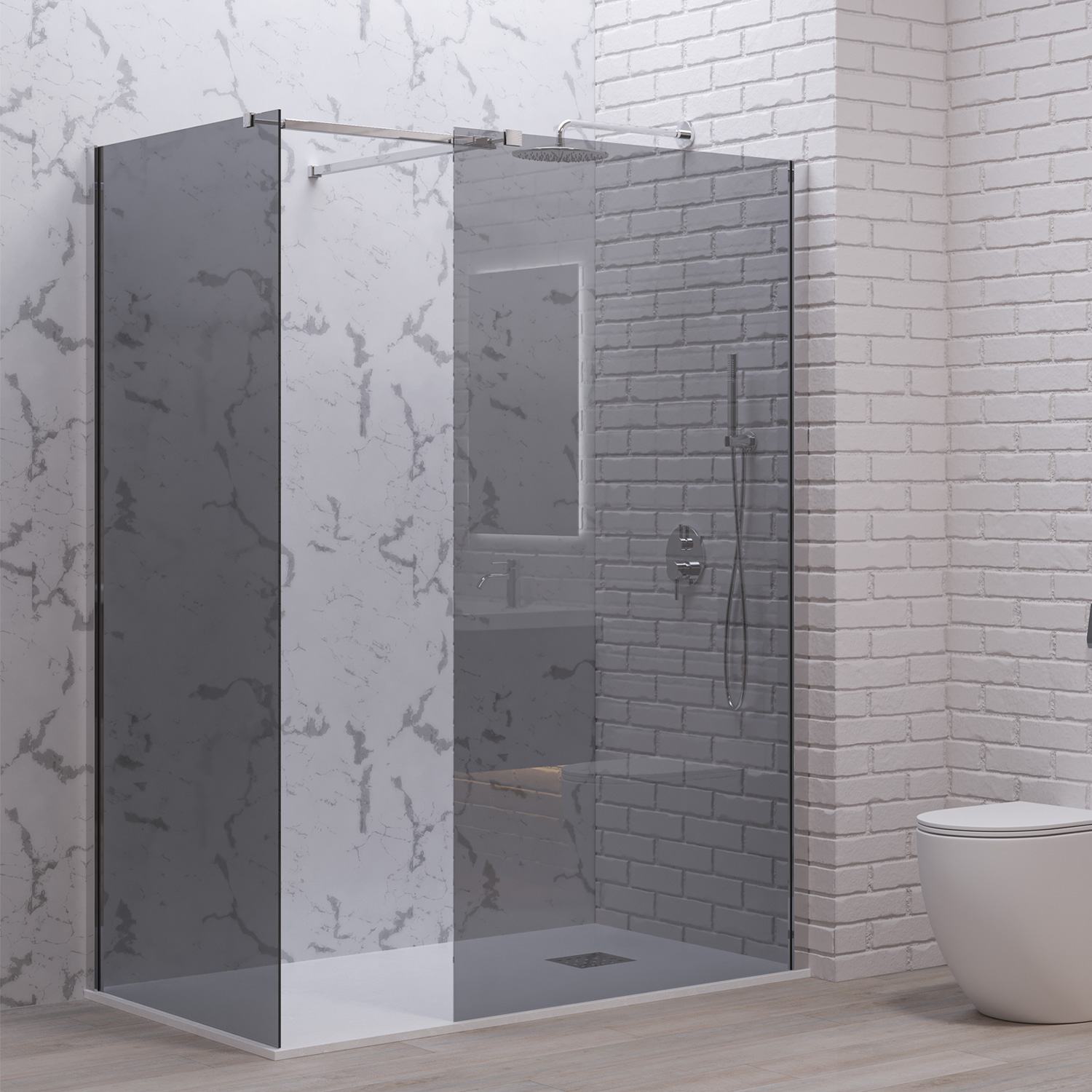 Σταθερά διαχωριστικά ντουζιέρας με fume κρύσταλλο WALKIN 2 Cromo KARAG 120x200cm (WAL2-120CF)