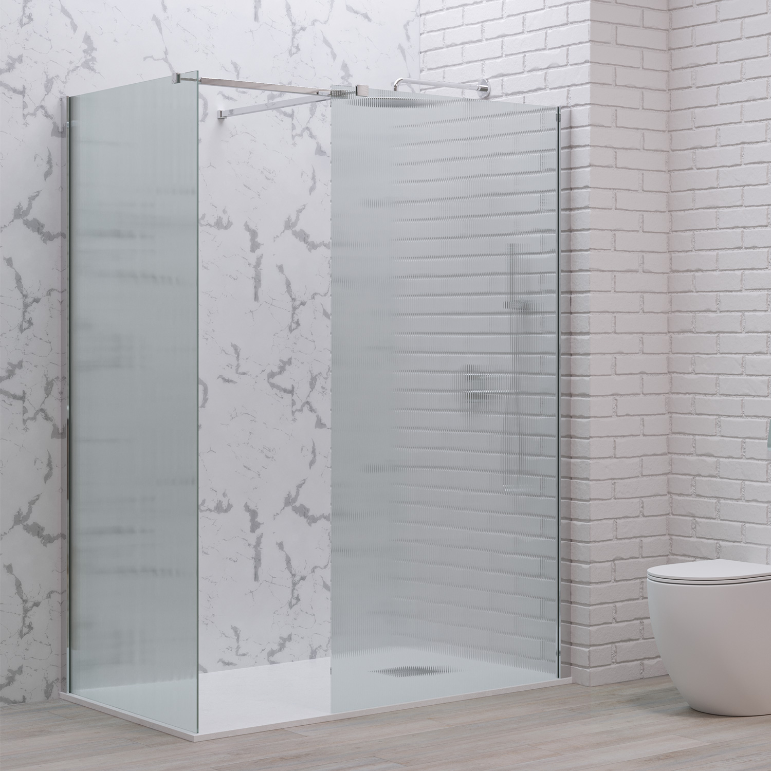 Σταθερά διαχωριστικά ντουζιέρας με flute κρύσταλλο WALKIN 2 Cromo KARAG 140x200cm (WAL2-140CFL)