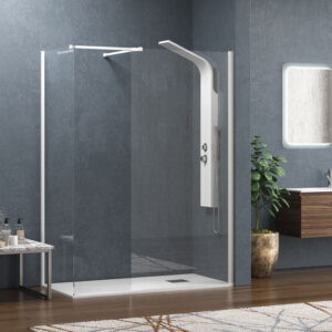 Σταθερά διαχωριστικά ντουζιέρας με διάφανο κρύσταλλο WALKIN 2 White KARAG 80x200cm (WAL2B80)