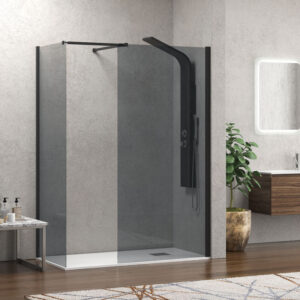 Σταθερά διαχωριστικά ντουζιέρας με fume κρύσταλλο WALKIN 2 Black KARAG 80x200cm (WAL2NF80)