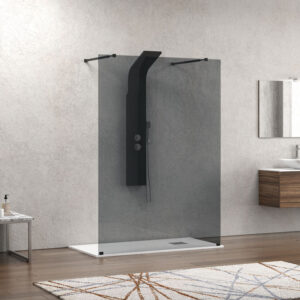 Σταθερό διαχωριστικό ντουζιέρας με fume κρύσταλλο WALKIN 3 Black KARAG 158x200cm (WAL3NF158)