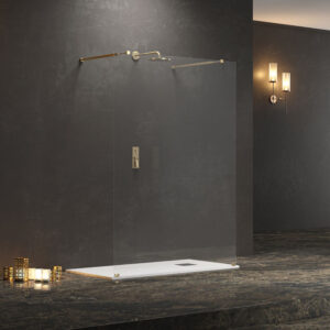 Σταθερό διαχωριστικό ντουζιέρας με διάφανο κρύσταλλο WALKIN 3 Gold KARAG 118x200cm (WAL3O118)