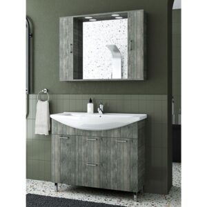 Drop Ritmo 95 Smoked Oak Έπιπλο Μπάνιου Μελαμινικό