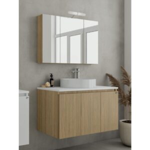 Drop Verona 100 Slavonia Oak & Strada 5FVRP10LO Έπιπλο Μπάνιου Μελαμινικό