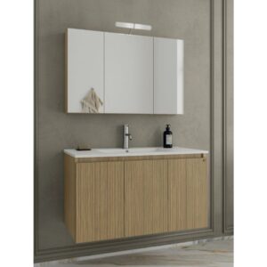 Drop Verona 90 Slavonia Oak & Strada 5FVR090LO Έπιπλο Μπάνιου Μελαμινικό