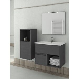 Drop Sorrento 65 Graphite Wood Έπιπλο Μπάνιου Μοντέρνο