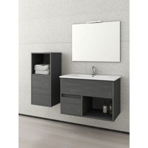 Drop Sorrento 75 Graphite Wood Έπιπλο Μπάνιου Μοντέρνο