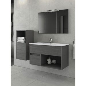 Drop Sorrento 85 Graphite Wood Έπιπλο Μπάνιου Μοντέρνο