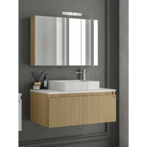 Drop Liberty 90 Slavonia Oak & Strada 5FLIP90LO Έπιπλο Μπάνιου Μοντέρνο