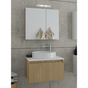 Drop Liberty 60 Slavonia Oak & Strada 5FLIP60LO Έπιπλο Μπάνιου Μοντέρνο