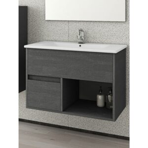 Drop Sorrento 75 Graphite Wood Βάση Επίπλου Μπάνιου Με Νιπτήρα