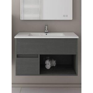 Drop Sorrento 85 Graphite Wood Βάση Επίπλου Μπάνιου Με Νιπτήρα