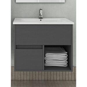 Drop Sorrento 65 Graphite Wood Βάση Επίπλου Μπάνιου Με Νιπτήρα