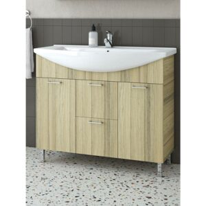 Drop Ritmo 95 Natural Oak Βάση Επίπλου Μπάνιου Με Νιπτήρα