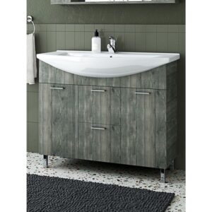 Drop Ritmo 95 Smoked Oak Βάση Επίπλου Μπάνιου Με Νιπτήρα