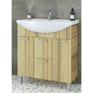 Drop Ritmo 75 Natural Oak Βάση Επίπλου Μπάνιου Με Νιπτήρα